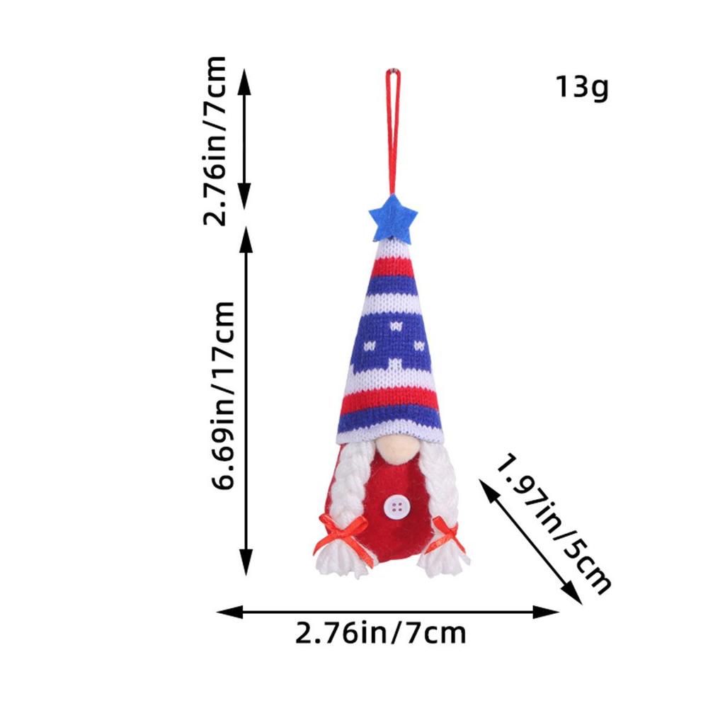 Patriotic Flag Dwarf Doll: Striped Faceless Ornament for Independence Day
