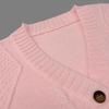 Women's Solid Color V-Neck Long Sleeve Knit Cardigan Jacquard Sweater for Autumn and Winter