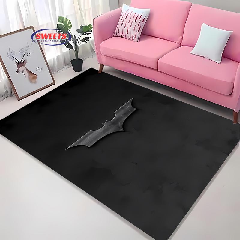 Tappeto Classico DC Batman, Logo Batman Soggiorno Camera da Letto Bambini Tappetino da Letto, Tappeto Confortevole Antiscivolo Resistente, Tappeto Lavabile in Lavatrice