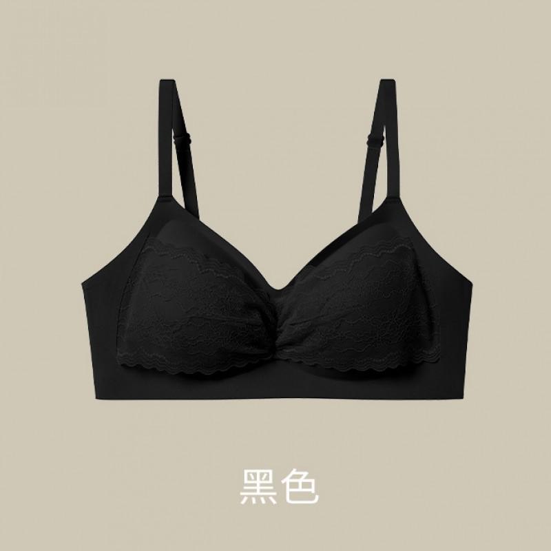 Womens Pure Lace Wireless Bra Push Up Thin Cup Seamless Comfortable Underwear Small Breasts