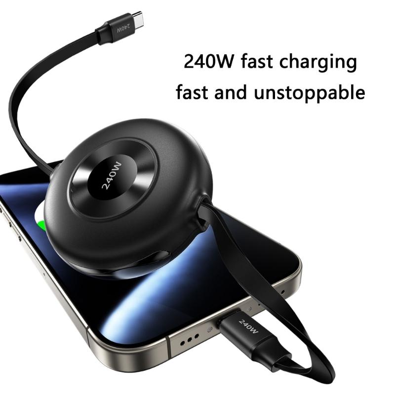 High Power 240W USB C To C Cord Retractable for Phone Game Controller Quick Charging Syncing Efficient Data Transmission