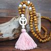 Bohemian Accessories Tassel Sweater Chain Necklace Women's String Wood Bead Long Necklace Jewelry