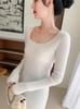 Women's Slim Fit Solid Color Cashmere Sweater - Soft, Round Neck, Seamless Knit Base Layer