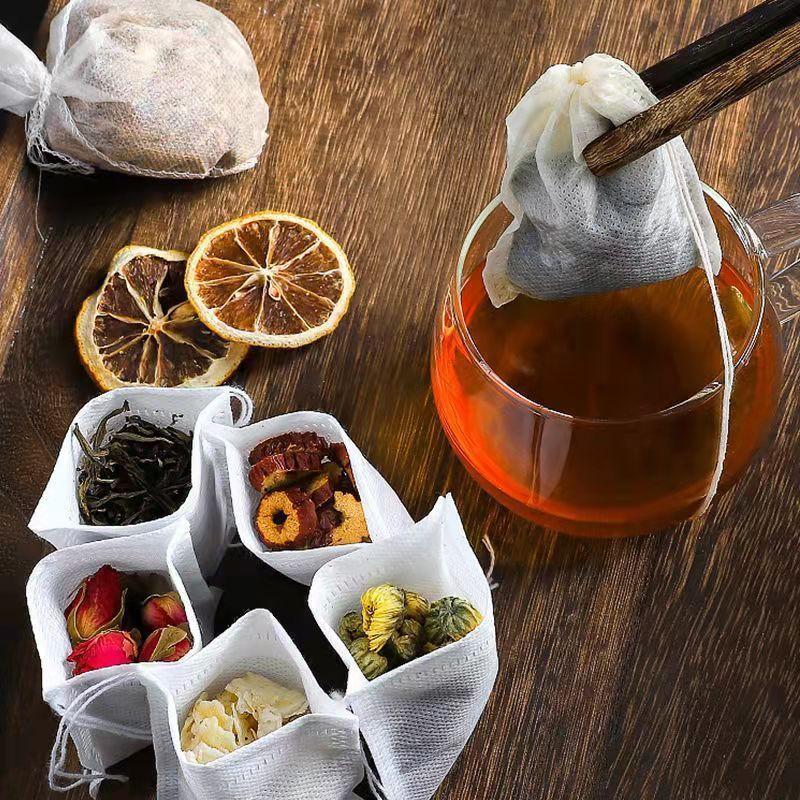 300/50PCS Disposable Tea Bags Non-woven Fabric Drawstring Tea Infuser Spice Loose Tea Coffee Seal Filter Mesh Bag Kitchen Tools