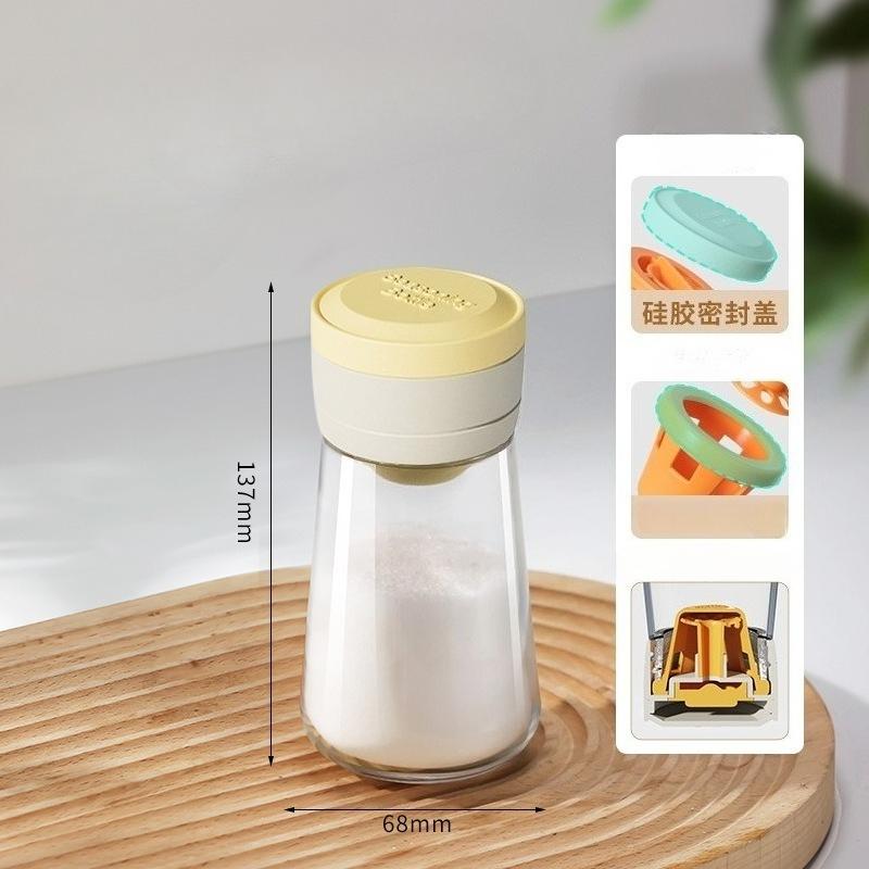 Precise Quantitative Salt Dispenser, 0.5g per Press Glass Salt Shaker with Airtight Lid, Metering Kitchen Condiment Jar