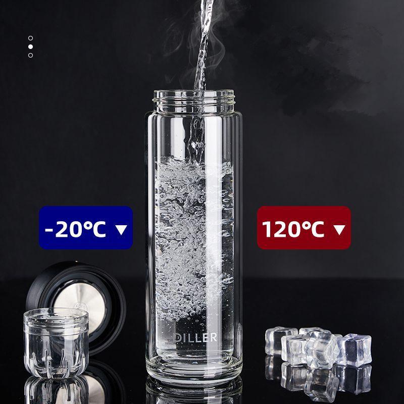 Tea Tumbler With Infuser Double Wall Glass Travel Tea Mug With Magnetic Infuser For Loose Leaf Tea And Fruit Tea Water Bottle