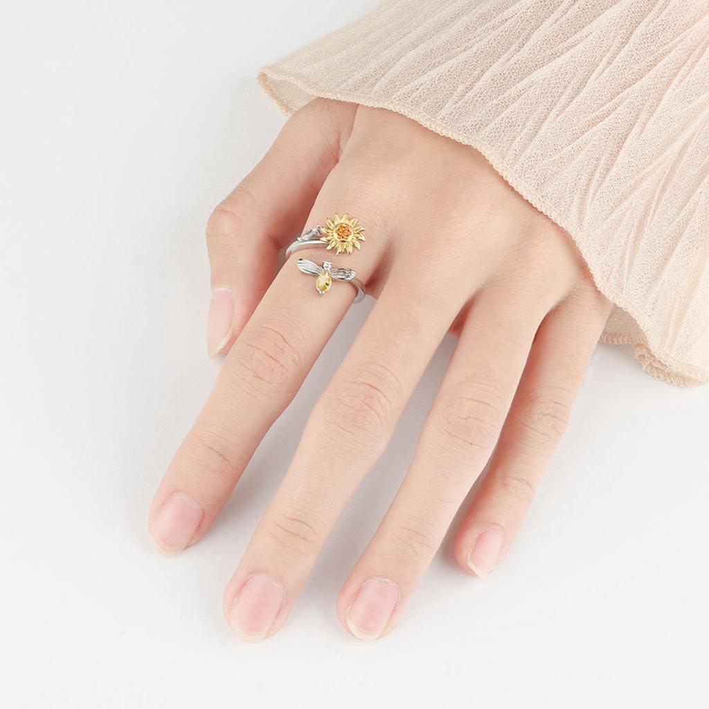 Ring For Women Sunflower Ring Open Ring Heart Star Rings Anxiety Stress Relieving Ring Women Girl