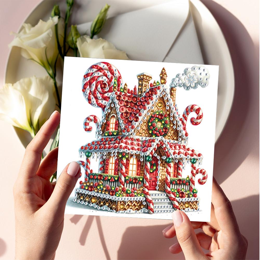 6Pcs DIY Diamond Painting Greeting Card Set Xmas Designs Rhinestone Diamond Art Mosaic Postcards for Festivals and Celebrations