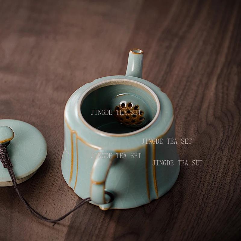 210ml Chinese Ceramic Tianqing Ru Kiln Tea Pot Household Ball Hole Filter Pot Single Tea Maker