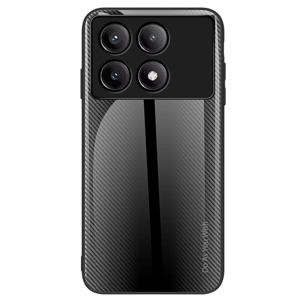 

For Xiaomi Poco F6 Pro 5G/Redmi K70 Pro 5G/K70 5G TPU+Tempered Glass Phone Case Carbon Fiber Texture Mobile Phone Cover Black