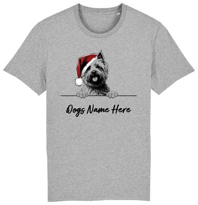 CAIRN TERRIER Personalisiertes Weihnachts-Hunde-T-Shirt Herren Damen Kinder Hundename