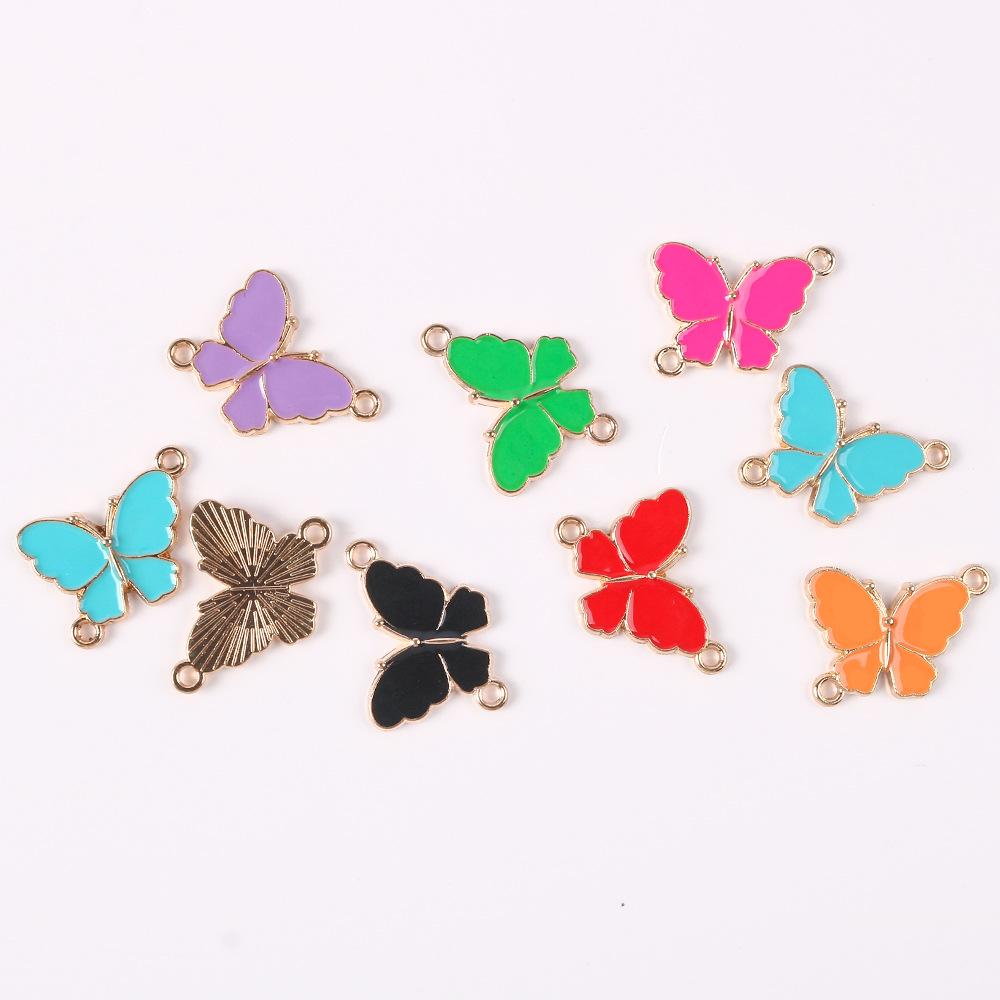 Legierung Doppelt Hängend Tropföl Schmetterling Anhänger Diy Halskette Ohrringe Ohrringe Herstellungsmaterial Schmetterling Anhänger Zubehör