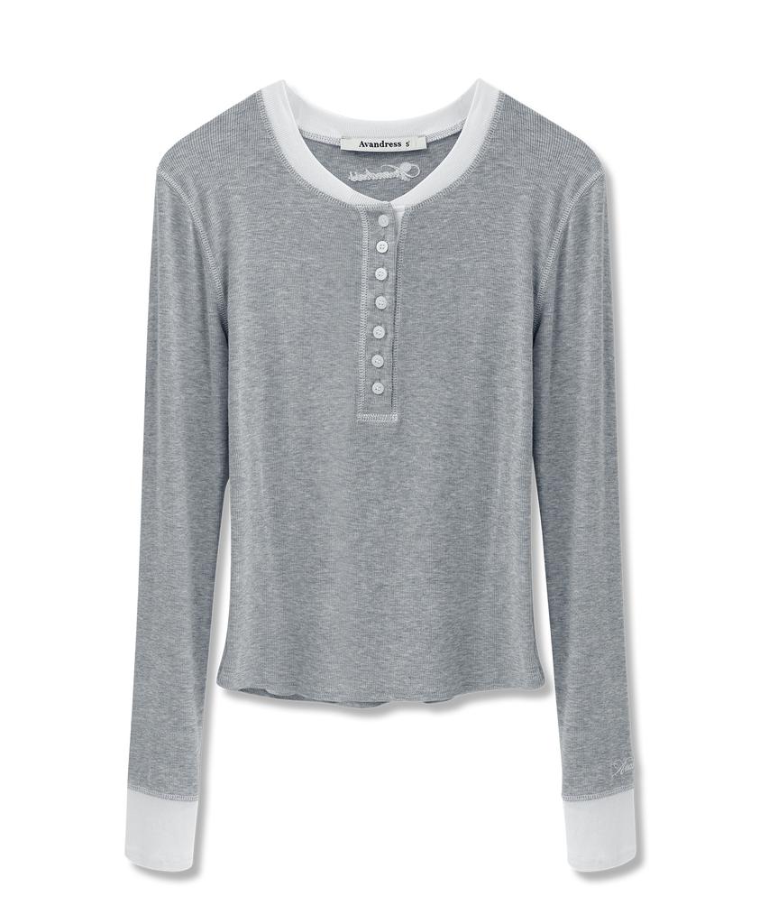 AVANDRESS Tilda Coverstitch Half Button Tee_5 Colors