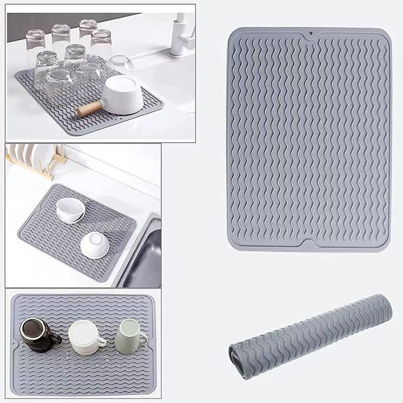 Silicone Non-slip Dish Drying Mat: Multi-purpose, Heat-resistant, Easy-to-clean Kitchen Accessory
