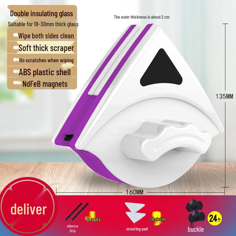 Double-Sided Magnetic Window Cleaning Brush for High-Rise Glass