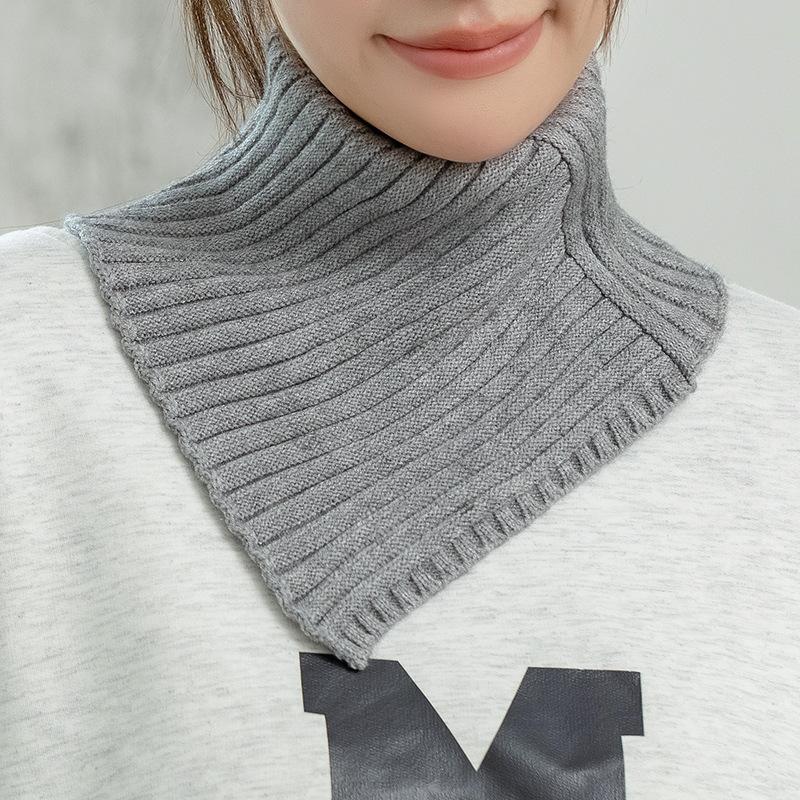 

Модный теплый съемный воротник с высоким воротником, теплый шарф, вязаный искусственный воротник One size серый