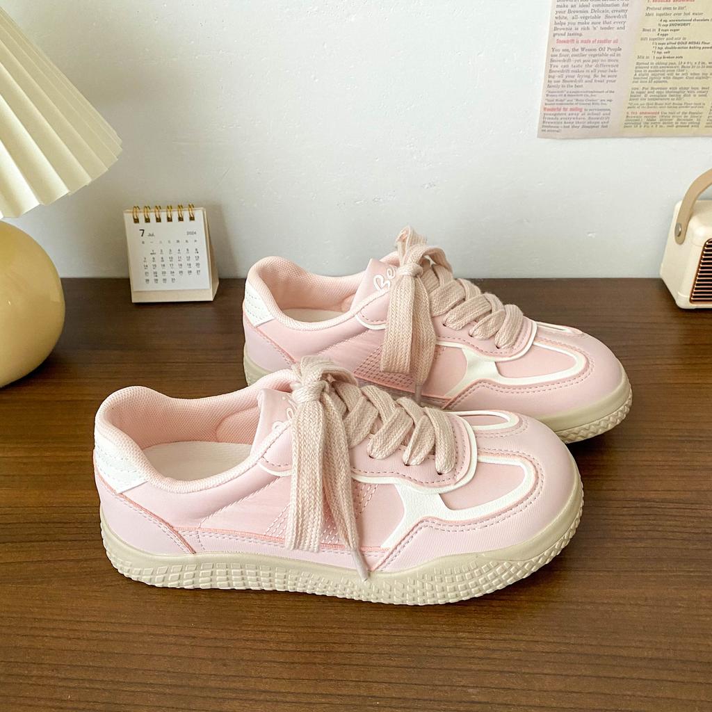 Hong Kong style platform white shoes women's new 2025 popular versatile big head board shoes chic niche flat bottom German training shoes