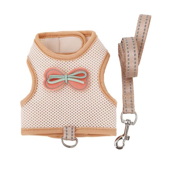 

1 комплект поводка для домашних животных, удобная регулируемая шлейка и поводок для маленьких домашних животных с украшением в виде банта для кроликов, кошек, хорьков S хаки