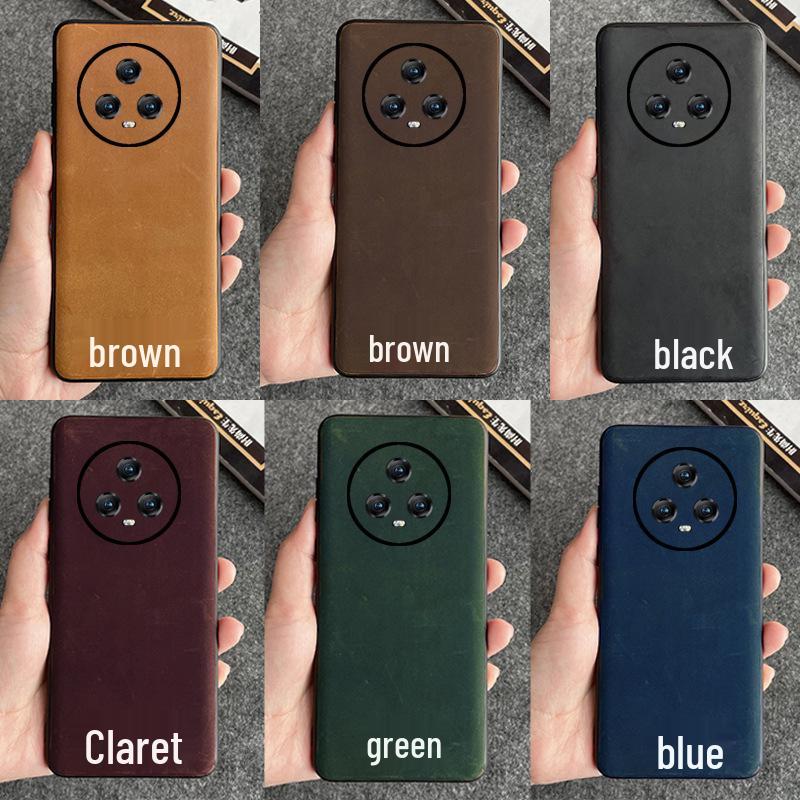 

Genuine Leather Crazy Horse Full Cover Case for Honor Magic6/Magic6Pro Honor Magic4 Pro чёрный