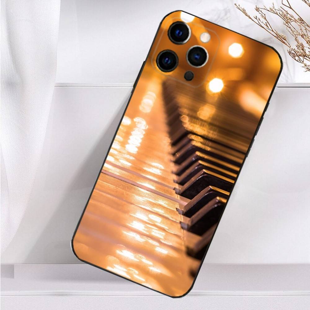 Keyboard Art Piano Phone Case For iPhone 16,15,14,13,12,11 Plus,Pro Max,XS,X,XR,SE,Mini,8,7 Soft Silicone Black Cover