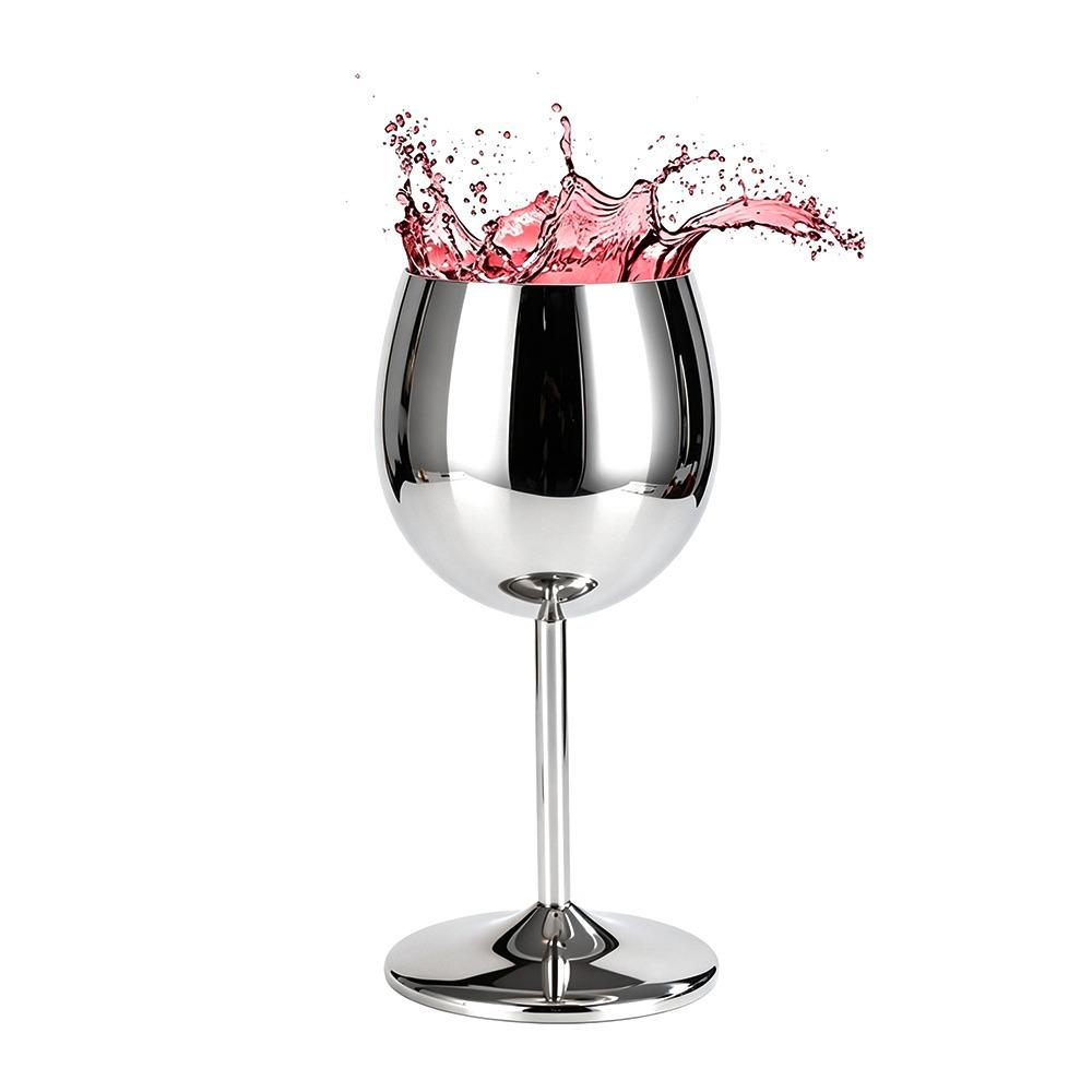 2pcs Stainless Steel 304 Metal Wine Goblets 350ml Wine Glass  Outdoor