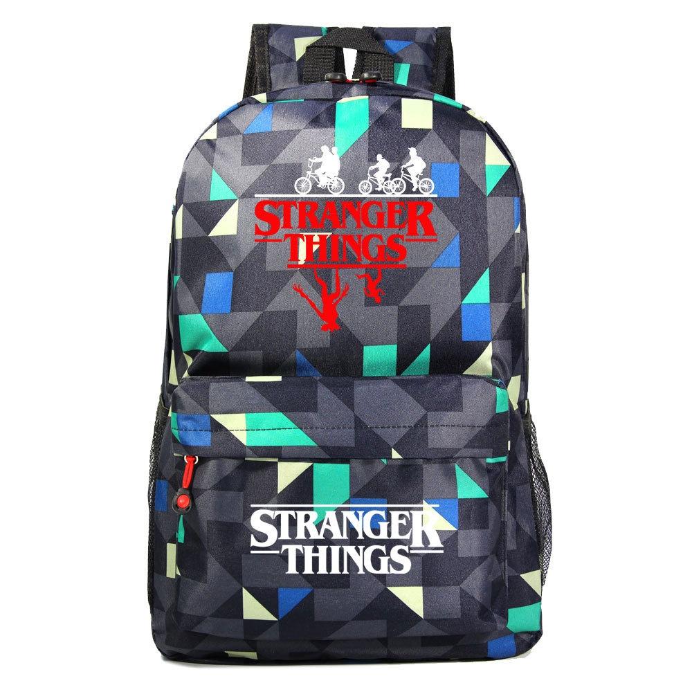 A102 Stranger Things Oxford-Stoffrucksack in Bonbonfarben, wasserdicht und strapazierfähig, ideal für Teenager und Reisende, mit Charaktermotiven)