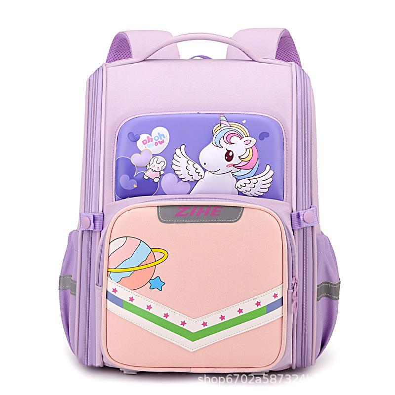 Children's Schoolbag New Cartoon Large-capacity Load-reducing Ridge Backpack Durable and Lightweight Double-layer Hard Shell Backpack Fashionable
