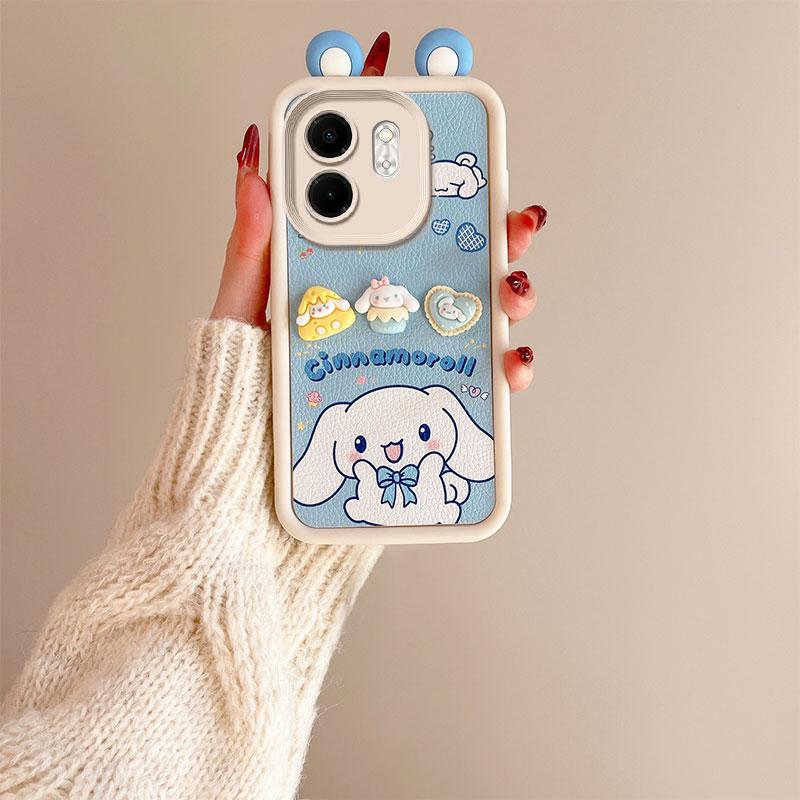 KEYSION Cute Ear 3D Cartoon Case for Infinix Hot 50i with Bracelet Soft Silicone Shockproof Phone Cover for Infinix Smart 9 HD