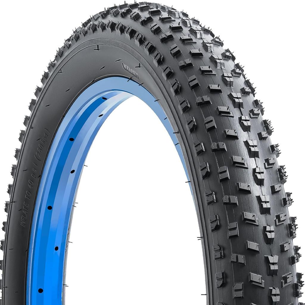 YunSCM Set of 2, 20x3.0 76-406 Bicycle Tires and 20x3.0/3.5 Tubes with 32mm Wall and 32mm American Valves, for 20-inch 3.0 Fat Bikes, Y-064