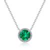 S925 Sterling Silver Women's Diamond and Cultured Emerald Pendant Necklace – Elegant for Daily Commute or Festival Gift