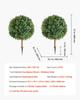 Artificial Topiary Boxwood Trees with Ground Spike, 2 Set 686mm Faux Shrubs & Bushes Potted Plants, Fake Silk Tree Look Real for Decor Front Porch