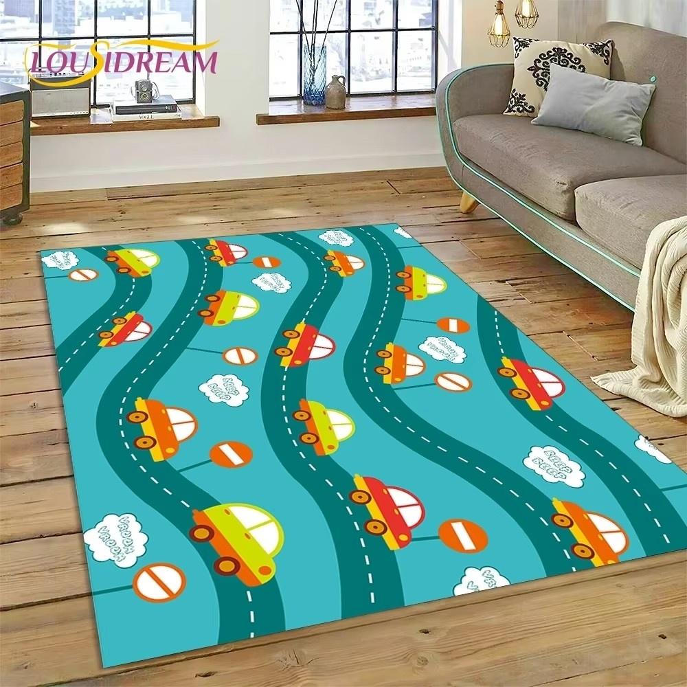 Highway Runway Playroom City Traffic Road Map Child PlayMat Carpet Rug for Bedroom Living Room Sofa Decoration Decor Floor Mat