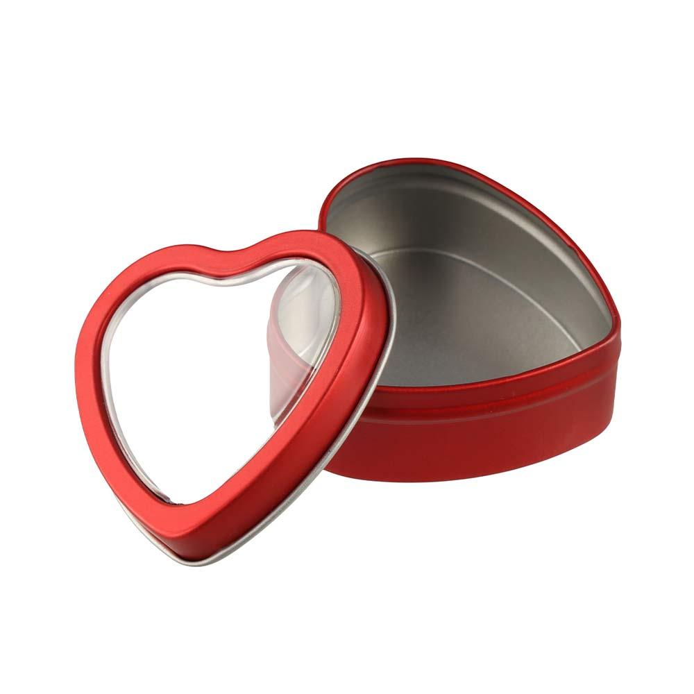 Creative Tinplate Heart Shape Tins Silver/Red/Pink Empty Heart Metal Box with Lid Mini Candle Making Jars DIY