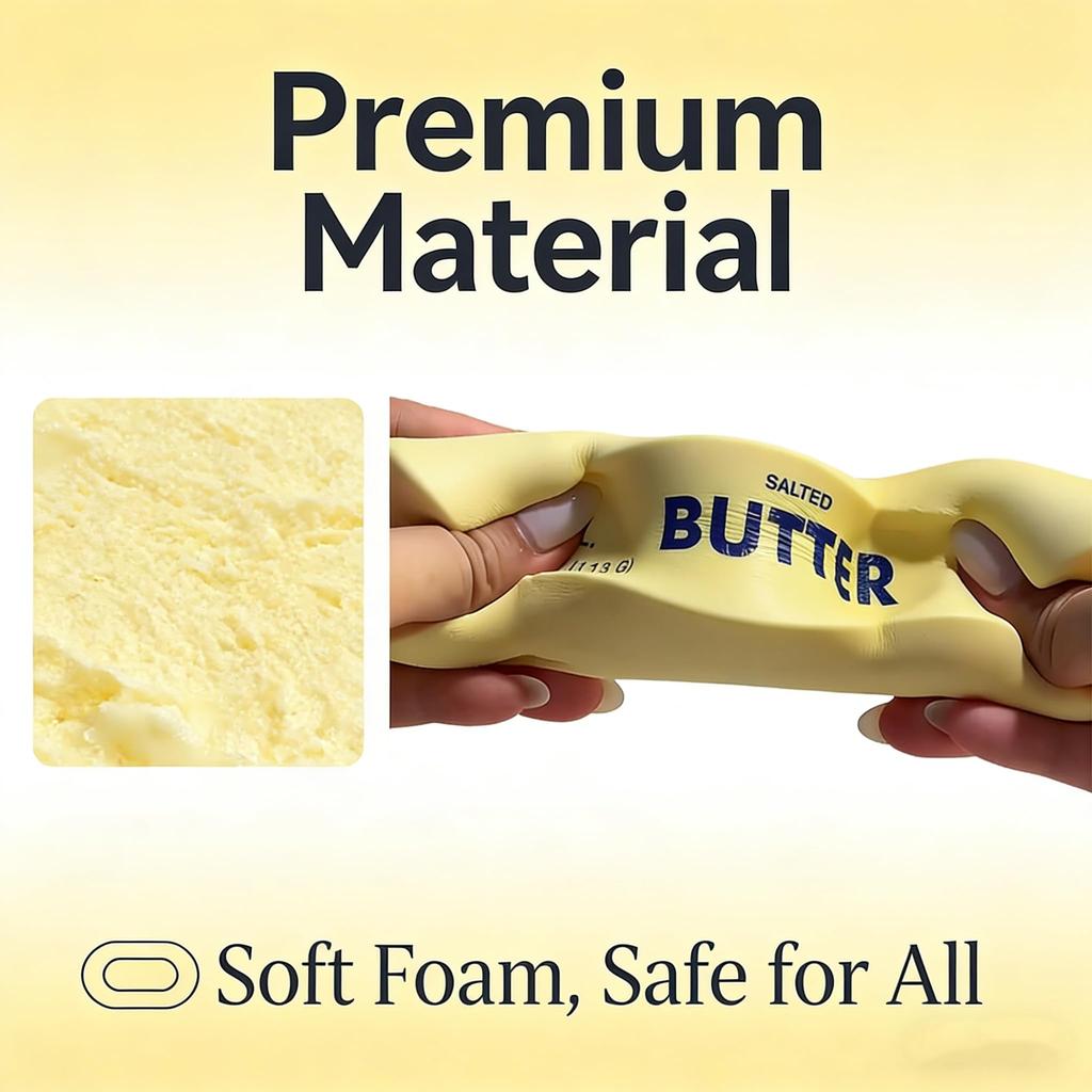 Slow Rising Butter Stick Squeeze Toy, Soft Squishy Fidget Toy, Realistic Food-Shaped Stress Relief Accessory for Anxiety Relief