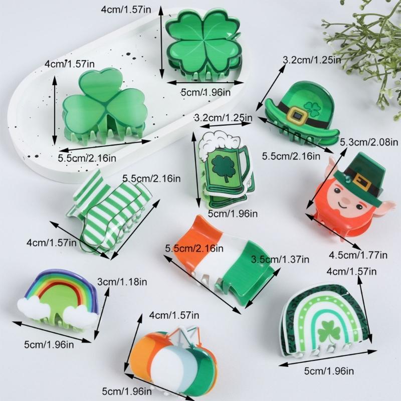 StPatricks Shamrock Hair Claw Clip Funny Claw Clip Hair Banana Barrettes NonSlip Girl Hair Clip PonytailClamp for Women