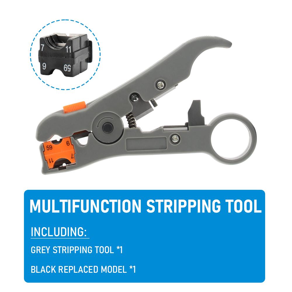 Wire Stripper of RG59 RG6 RG11 RG7 Coaxial Cable Multifunction Stripper Cutter  Pliers for Round Cable and Flat Cable
