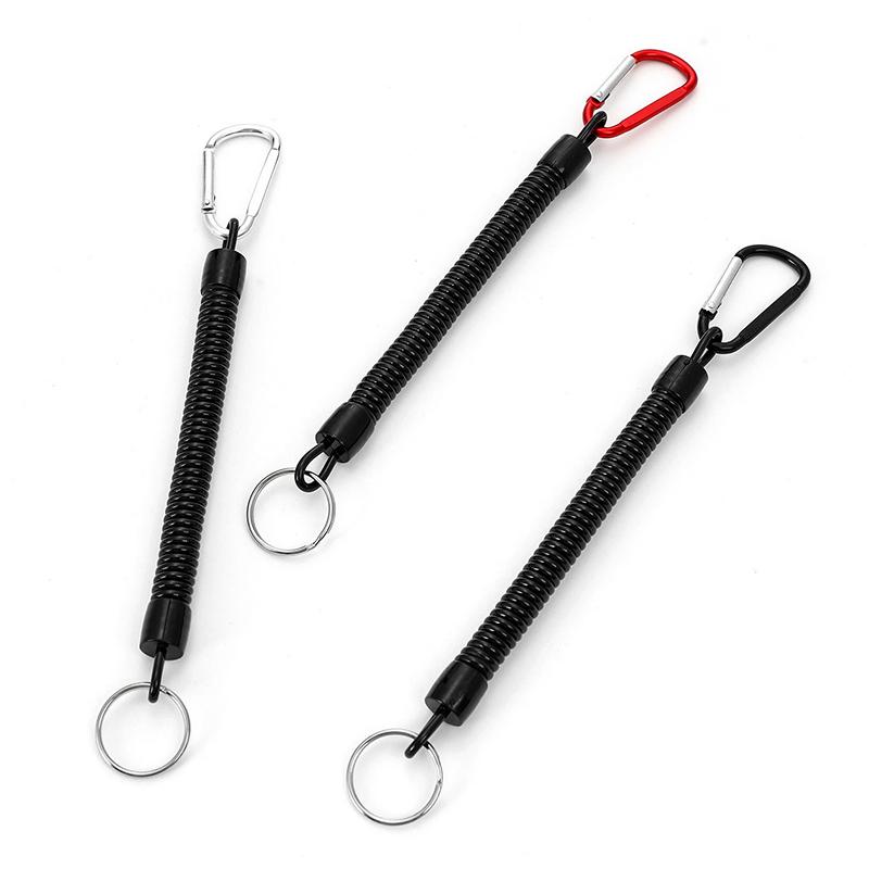 1Pc Key Chain Outdoor Lanyard Elastic Spiral Spring Coil Strap Retractable Rope Camping Anti-lost