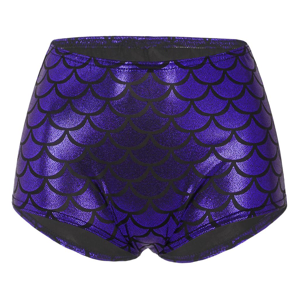 Women's Fish Scale Performance Shorts: Shiny Sequin-like Clubwear for Pole Dance, Mermaid Costume & Festive Swimwear