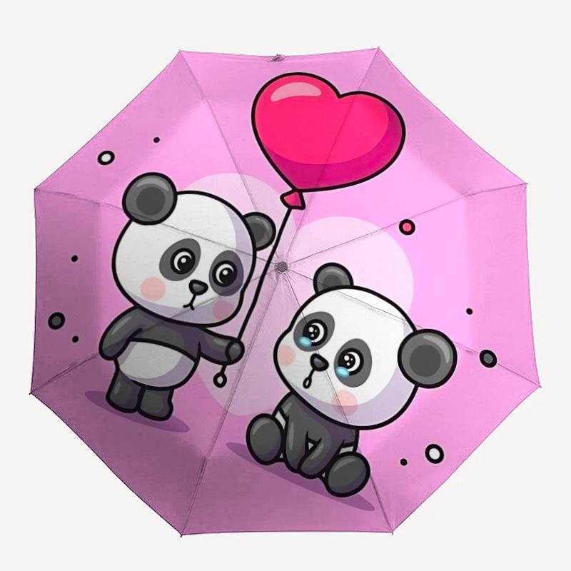 

1pc Panda Love Balloon Auto-Fold Umbrella with One-Touch Open/Close - 8 Reinforced Ribs for Windproof Stability, yy251118204