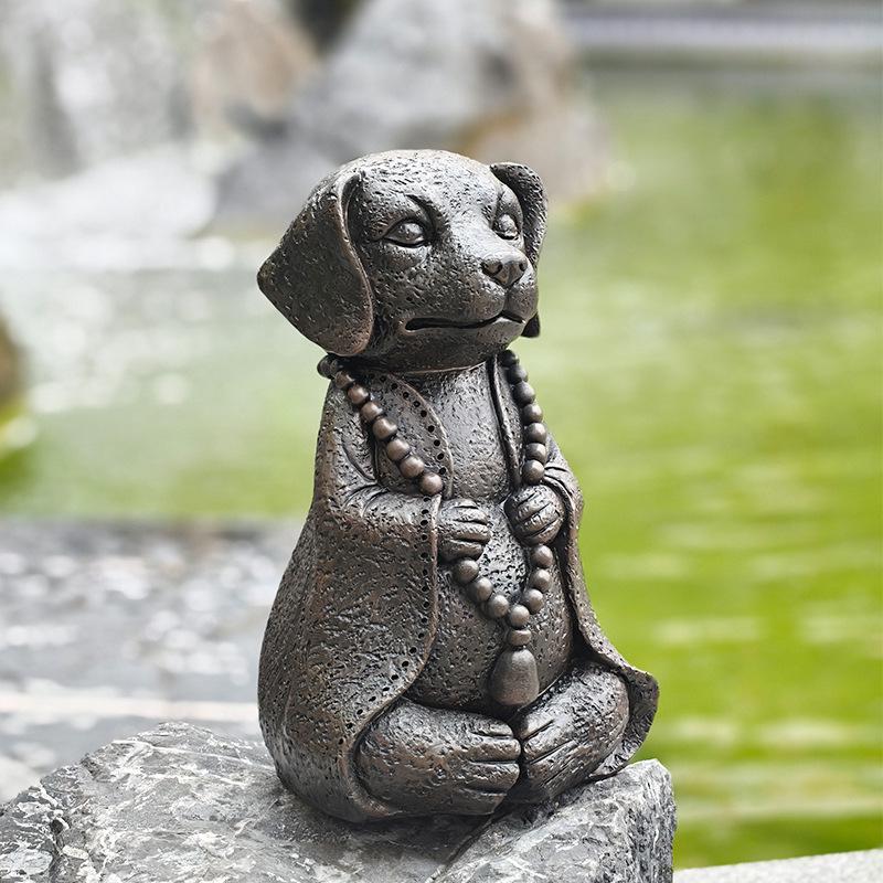 Zen-Welpe Harz-Ornament: Entzückende buddhistische Meditationsgarten-Dekoration