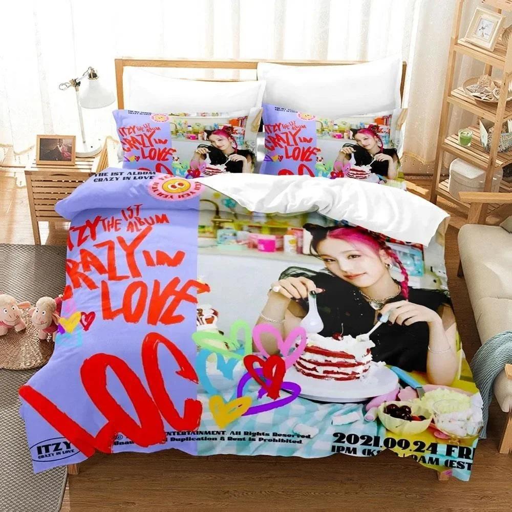 3D tisk Kpop skupina ITZY Ložní souprava Dvojlůžko Twin King Povlak na přikrývku Přikrývka Povlak na polštář Kluci Dívky Dospělí Ložnice