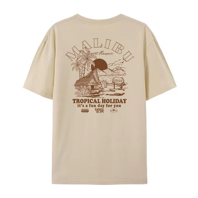 Women Back Print Oversized Beach TShirt Retro Fashion Streetwear Graphic Tees Unisex Summer Tropical T Shirt Cute Vacation Tops