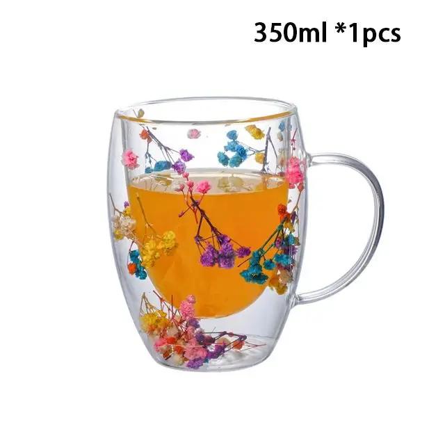 

1/2pcs Double Wall Glass Cup with Handle Heat Resistant Tea Coffee Cups Espresso Milk Mug Gift 250-350ml