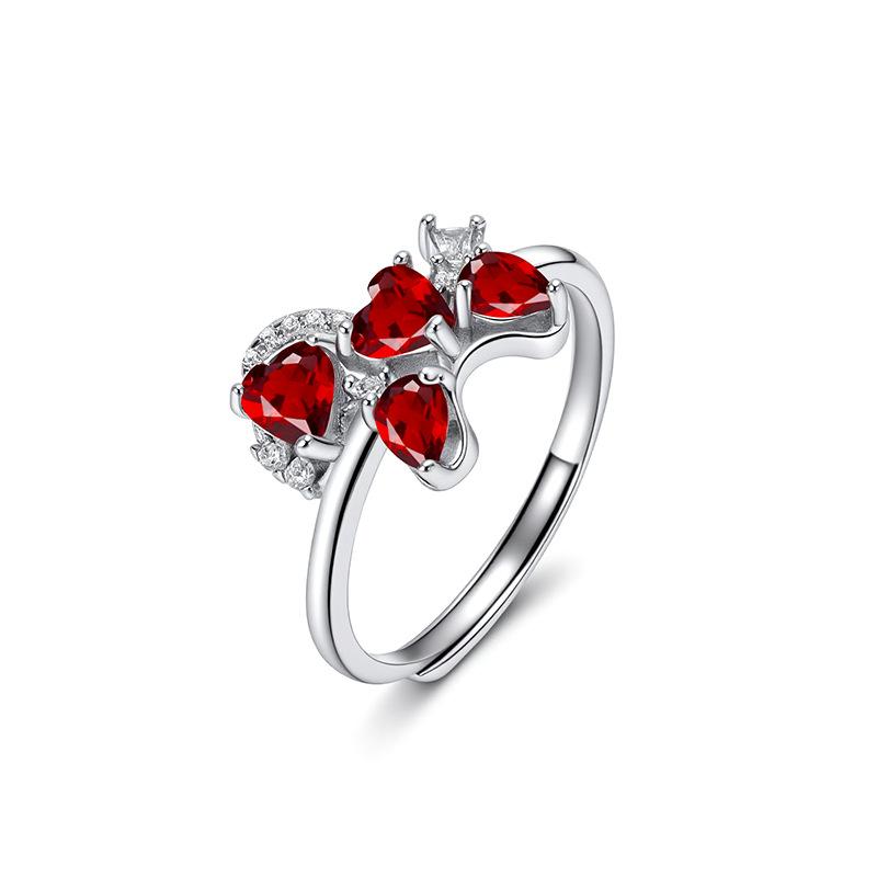 S925 Sterling Silver Leaf Ring For Women European Fashion Natural Peridot Crystal Jewelry High Sense Minimalist Finger Ornament