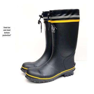 Botas de Mineiro de Borracha de Cano Alto com Biqueira de Aço Anti-Esmagamento para Homem: Sapatos de Trabalho Resistentes à Água e a Perfurações