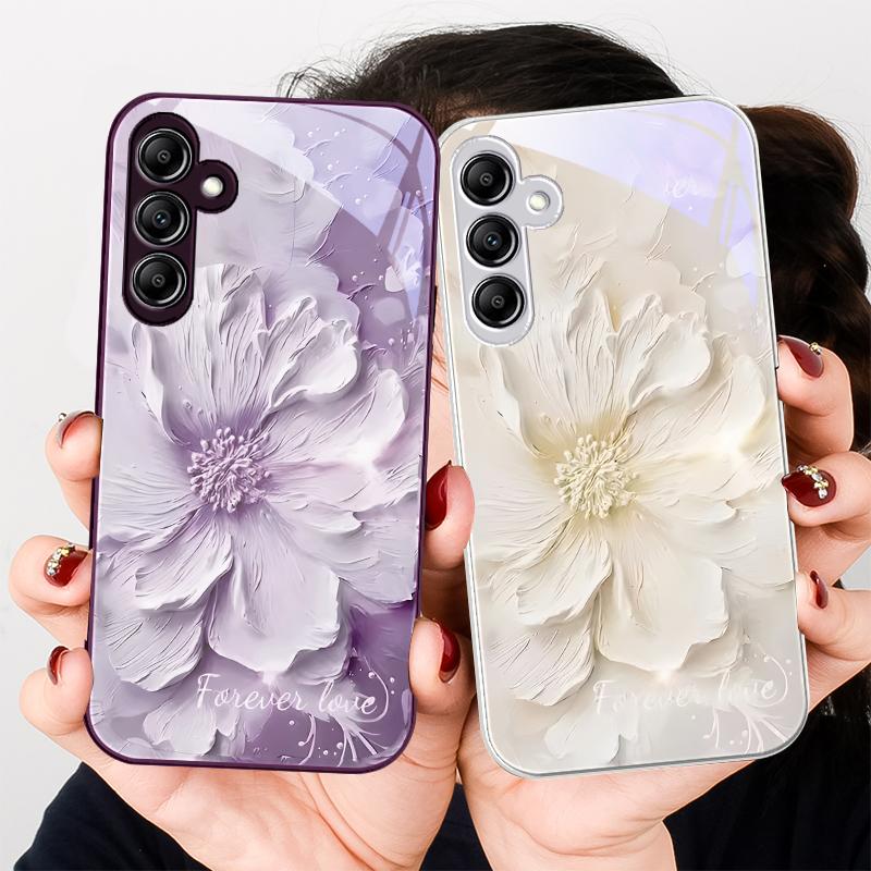 Växter i oljemålning För Samsung A20 30 22 23 24 25 26 31 32 A33 34 35 42 50 51 52 53 54 55 56 70 71 72 73 glas telefonskal