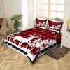 Red Plaid Elk Three-Piece Quilt Cover 3D Digital Printing Bedding Set Bed Cover