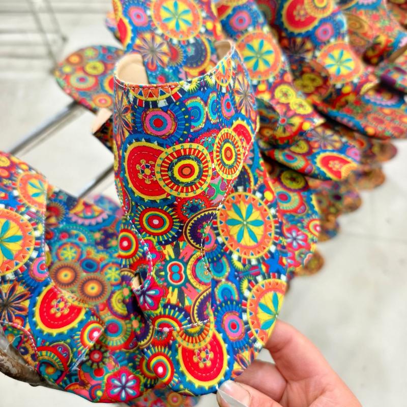 

Large Ethnic Style Flat Toe Slippers for Women, New Breathable Printed Roman Style Slippers 43