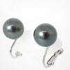 [Used] 14K White Gold South Sea Black Pearl Earrings / J55-46