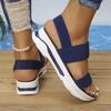Summer New Plus-size Slope Heel Fly-woven Overfoot Sandals Thick-soled Outerwear Sandals for Women